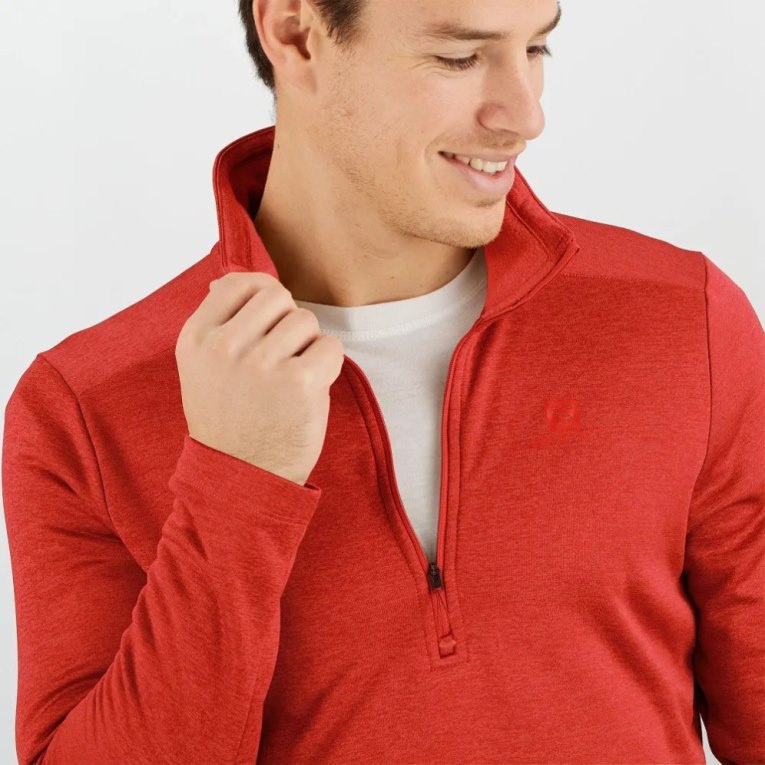 Moletom Salomon Essential Lightwarm Seamless Half Zip Masculino Vermelhas | PT T39840